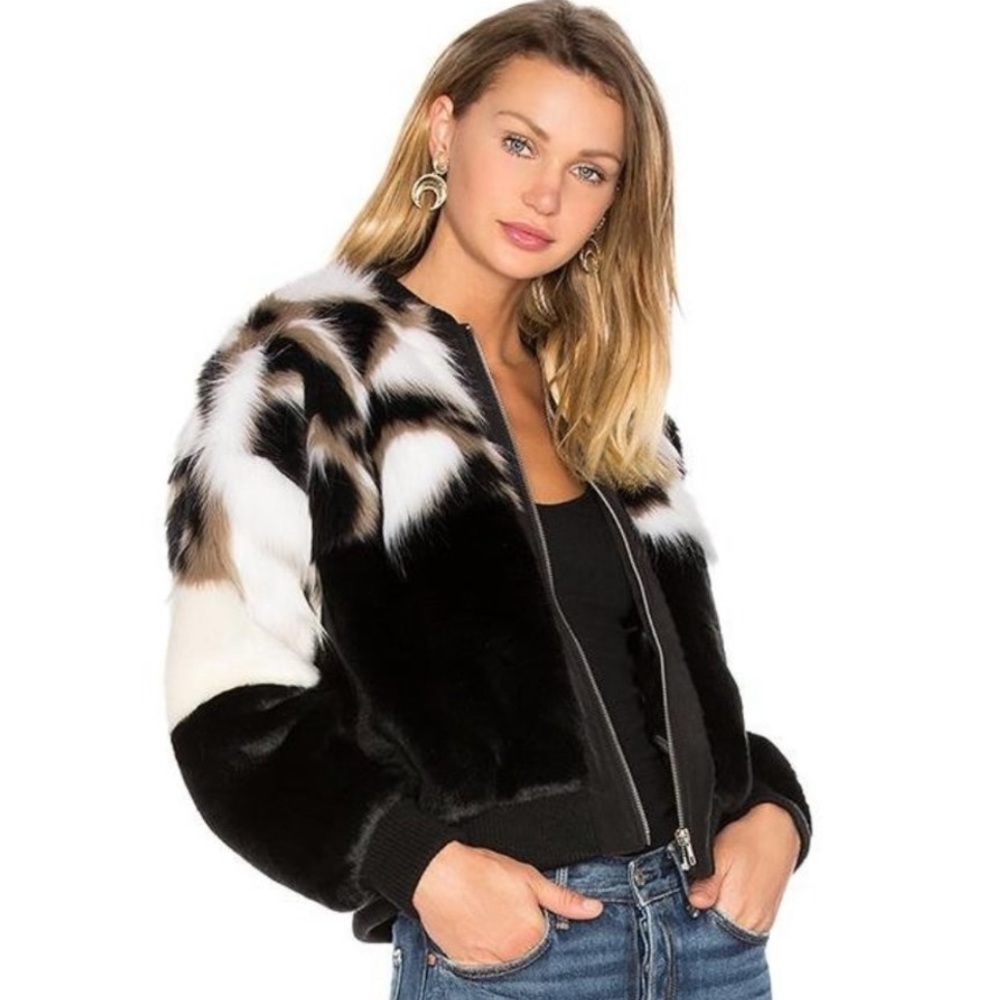 NWT NBD Revolve Bonita Faux Fur Bomber Jacket